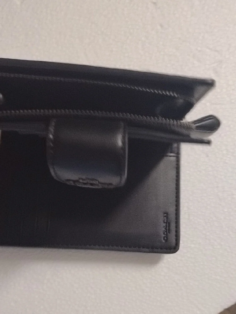 Coach Black Pebbled Leather Key & Card Organizer Wallet